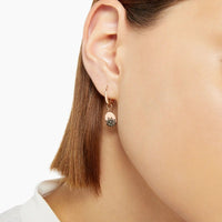 9k rose gold moon and sun pendant earring with 8 brown diamonds - Pink