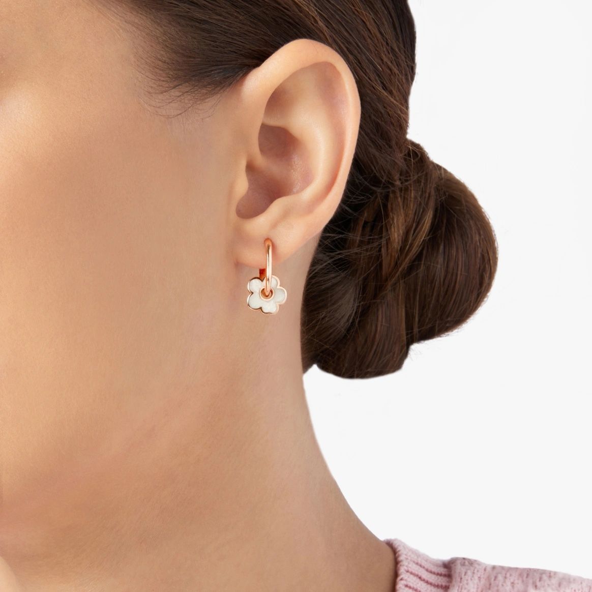 Butterfly stud earring in 9k rose gold half pair - Pink