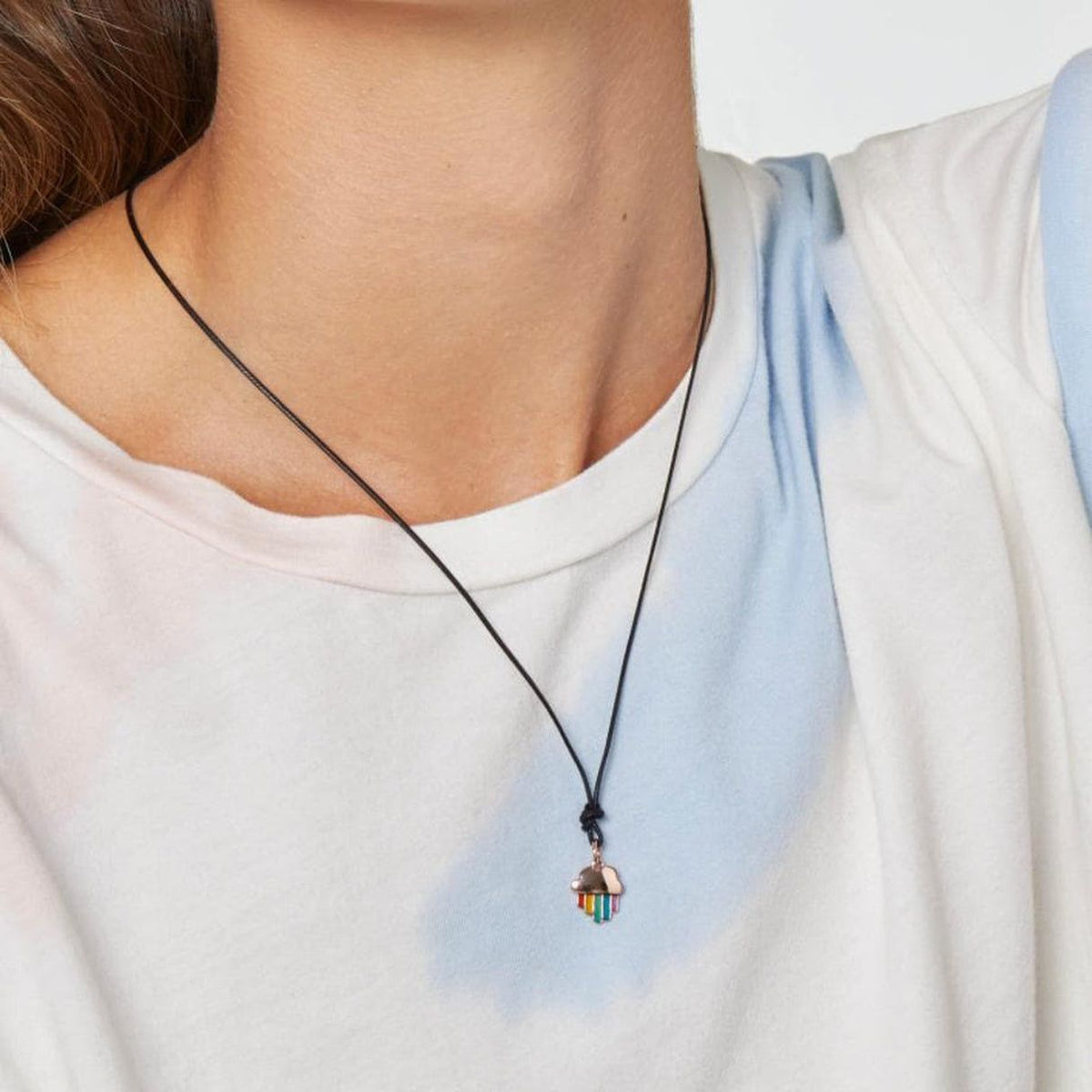 Rainbow charm in 9 k rose gold - Pink