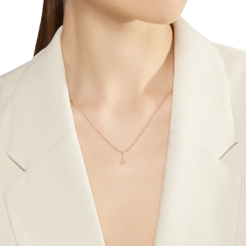 9k rose gold bollicine charm with 1 white diamond - Pink & White