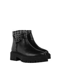 Bottines Dorval en cuir et twéed - Black