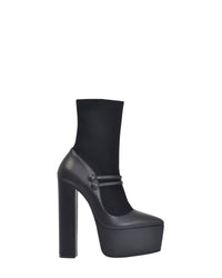 Double Jeu Socks 165 platform ankle boots in leather and suede - Black