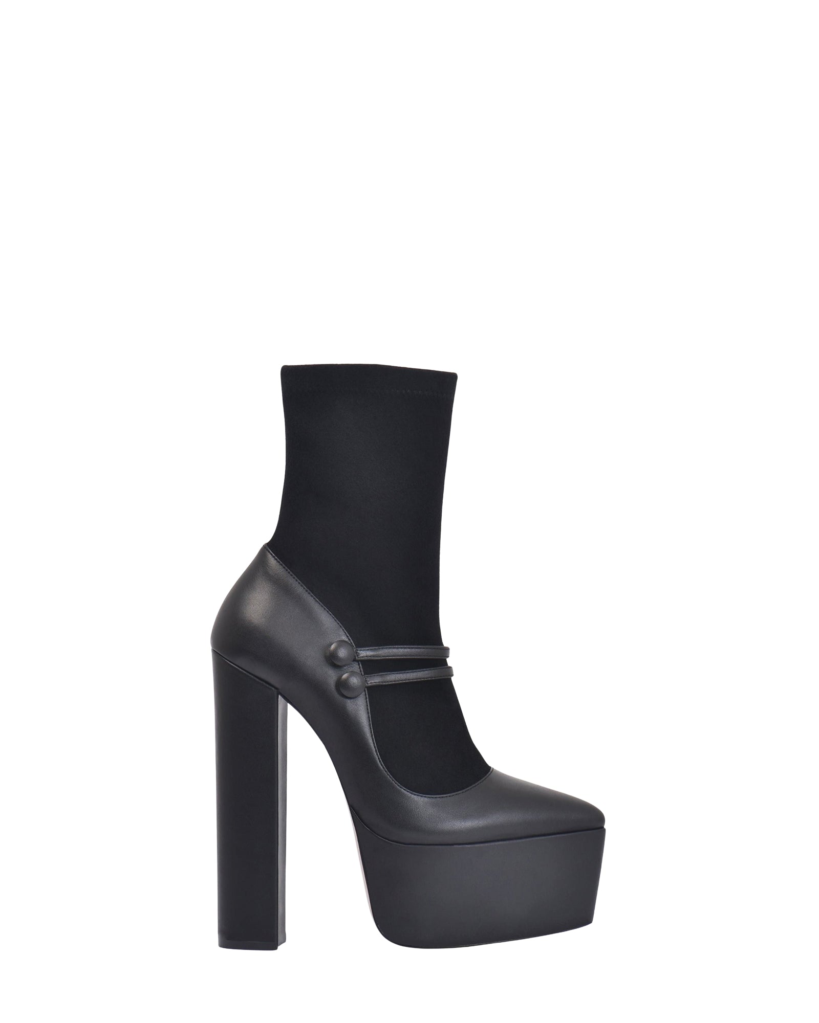 Double Jeu Socks 165 platform ankle boots in leather and suede - Black