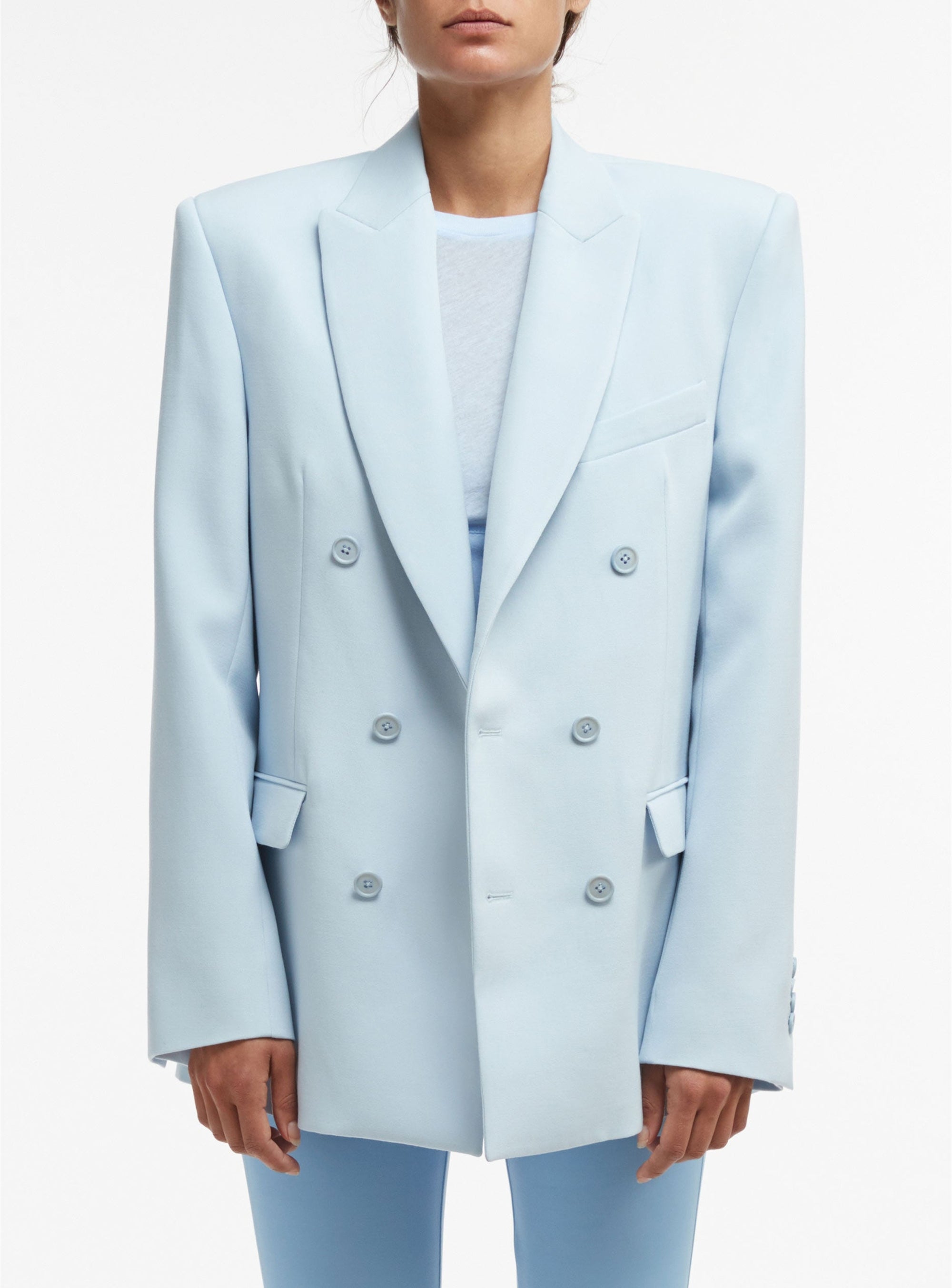 Blazer à double boutonnage en laine - Light Blue