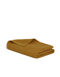 Drap de bain en coton nid d'abeille - Ocre