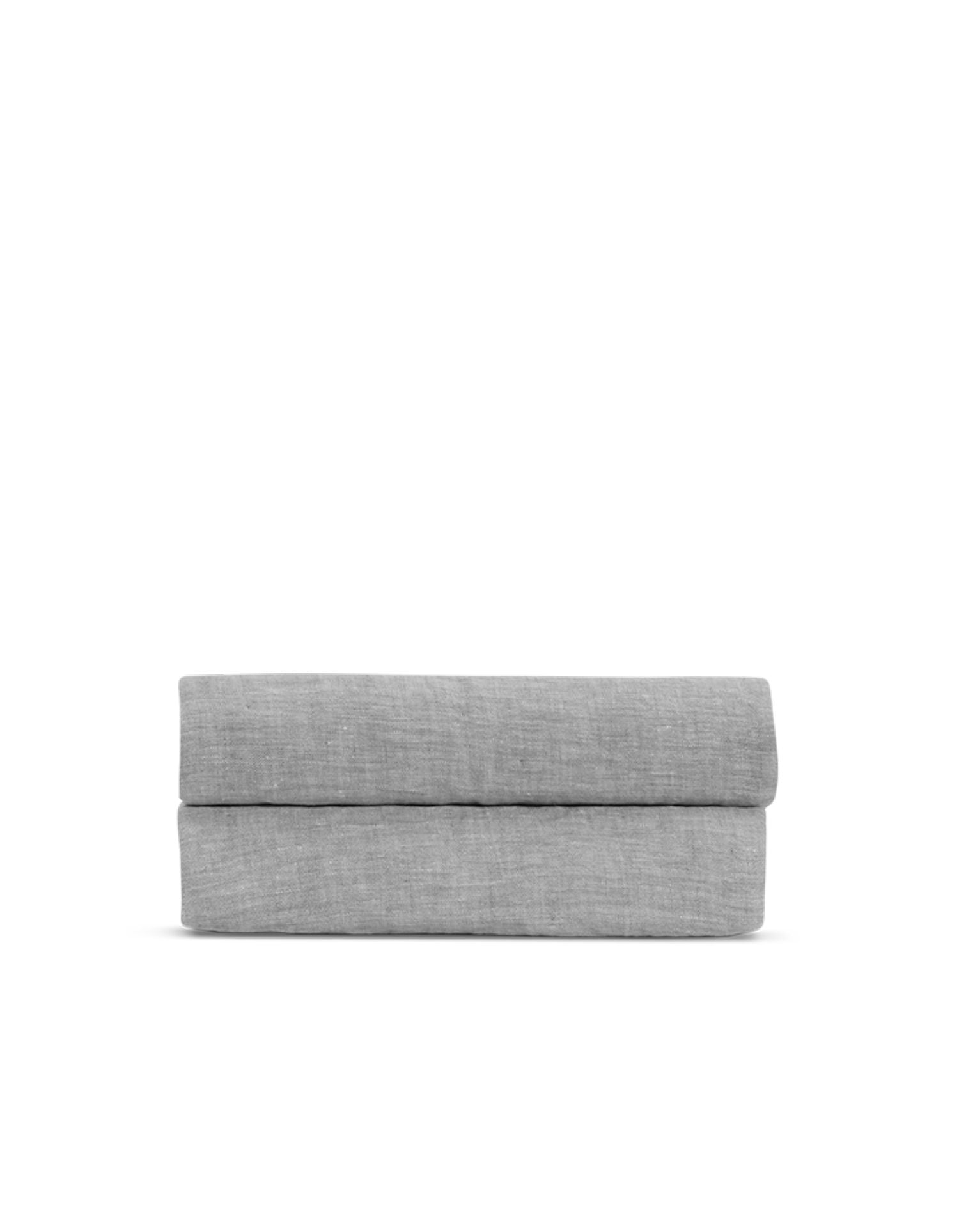Drap plat en lin lavé - Gris Chambray