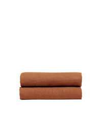 Drap housse en lin lavé - Caramel