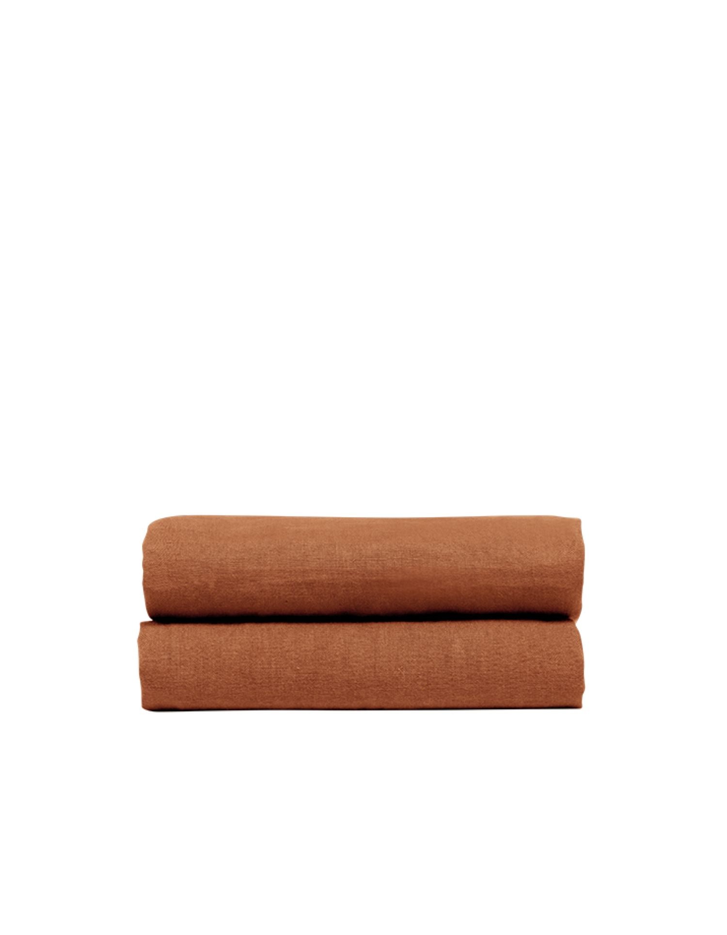 Drap housse en lin lavé - Caramel