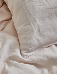 Drap housse en lin lavé - Rose Poudré