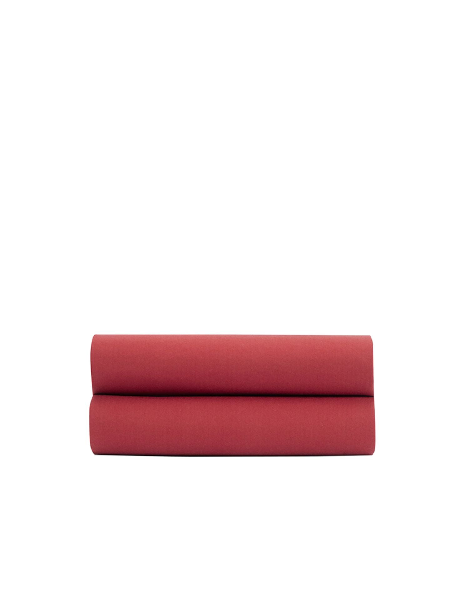 Drap housse en percale de coton lavée - Rouge Terracotta