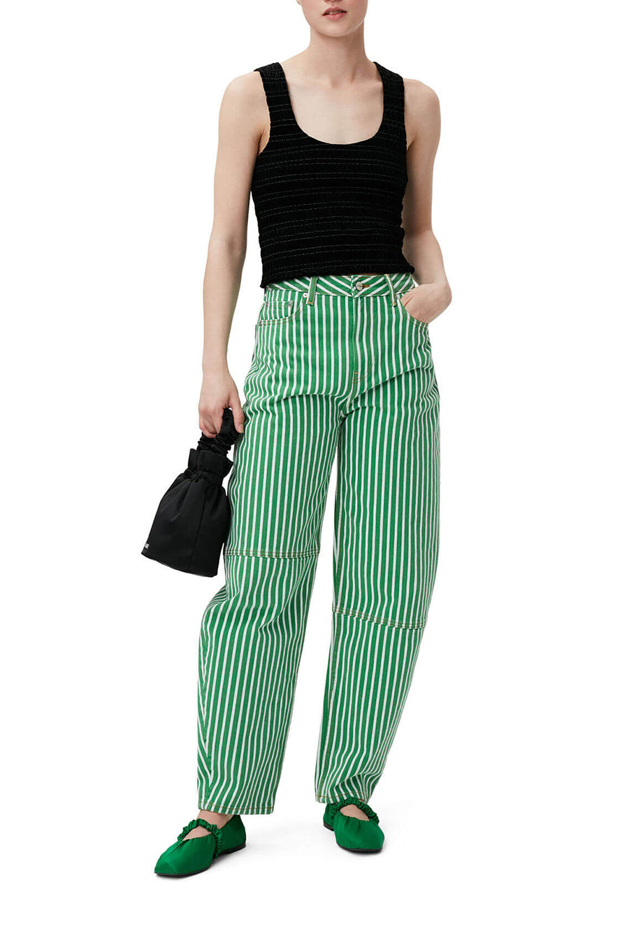 Pantalon Stary à rayures en denim - Kelly Green