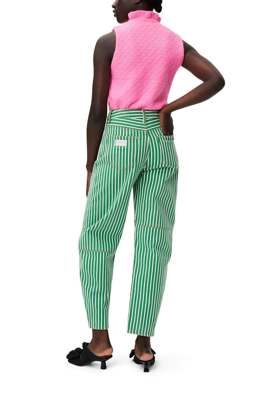 Pantalon Stary à rayures en denim - Kelly Green