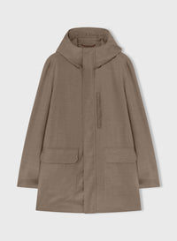 BEIGE WATER REPELLENT EMBROIDERED NATURAL FIBER PARKA