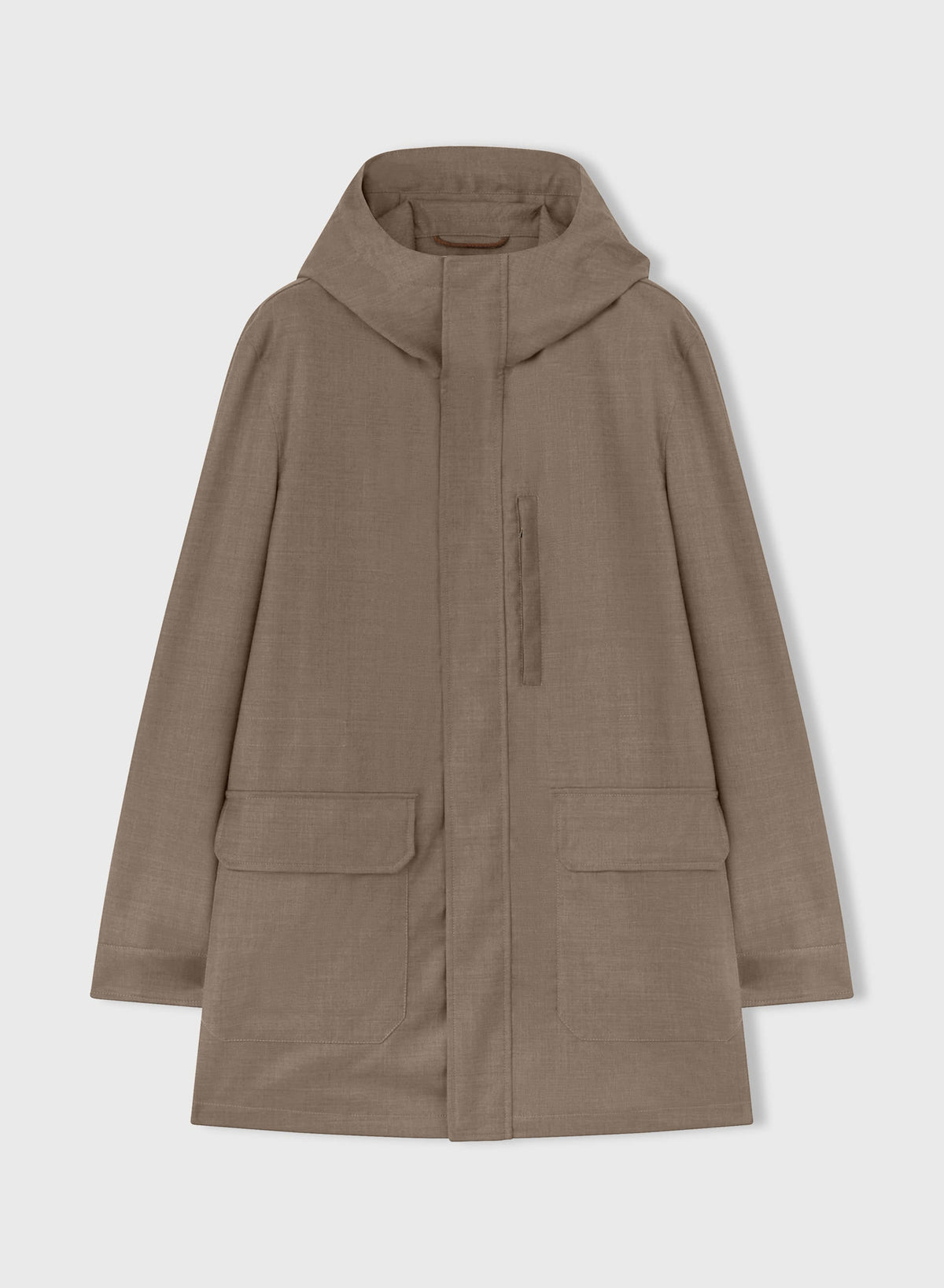 BEIGE WATER REPELLENT EMBROIDERED NATURAL FIBER PARKA