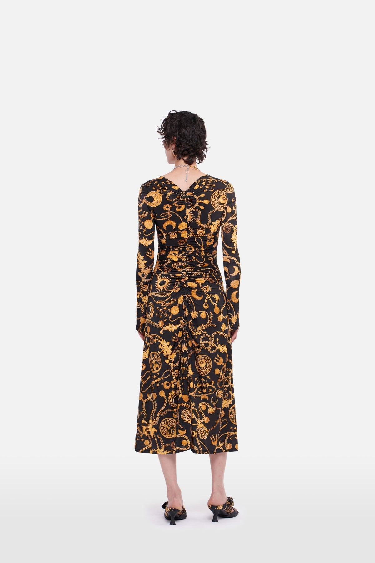Robe fluide à cordon de serrage au dos - Jewelry Black