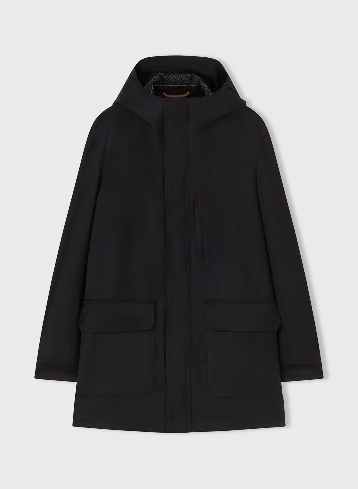 BLUE WATER REPELLENT EMBROIDERED NATURAL FIBER PARKA