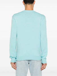 Pull à col rond en laine - Bleu