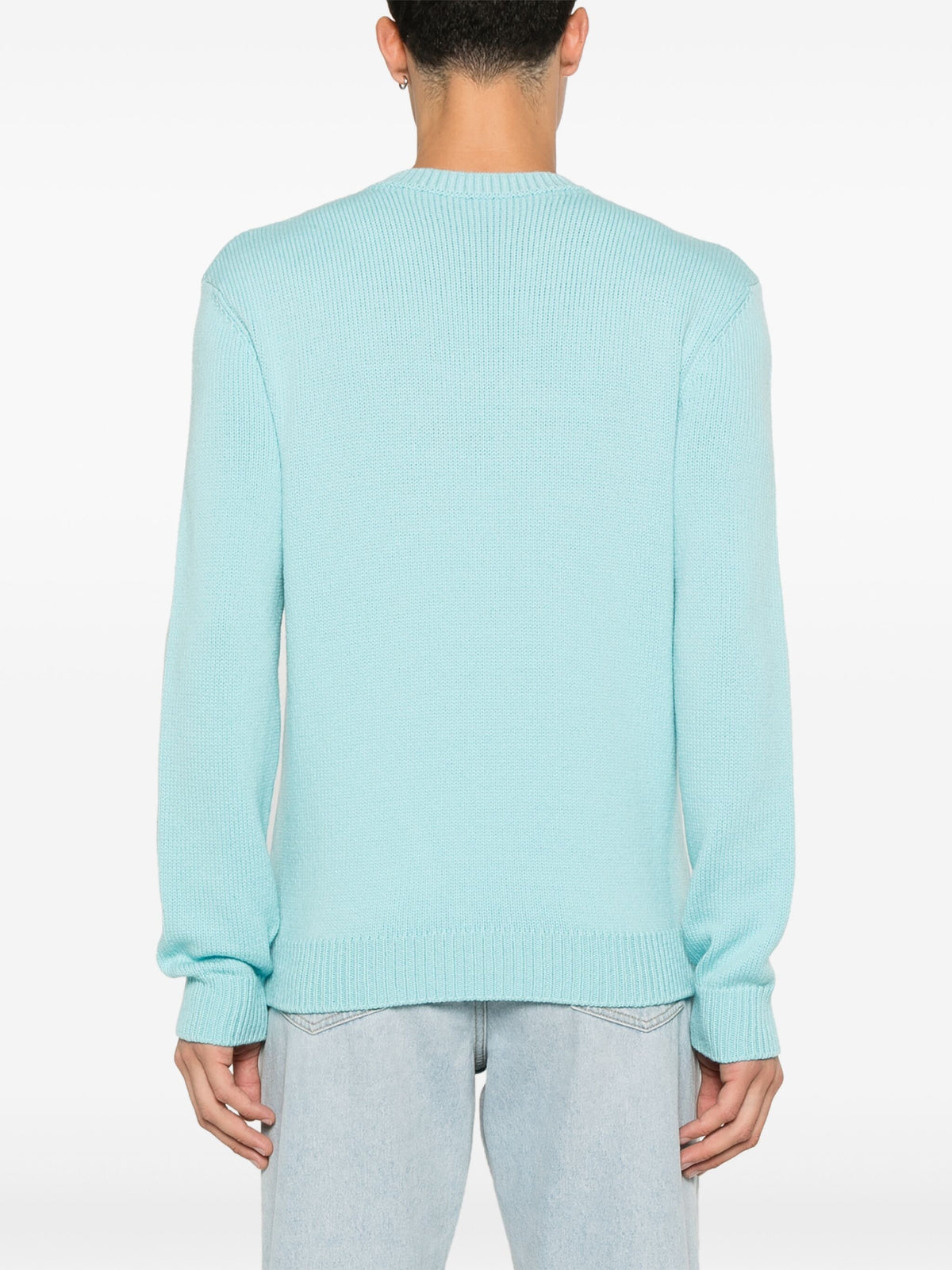 Pull à col rond en laine - Bleu