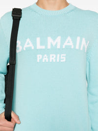 Pull à col rond en laine - Bleu