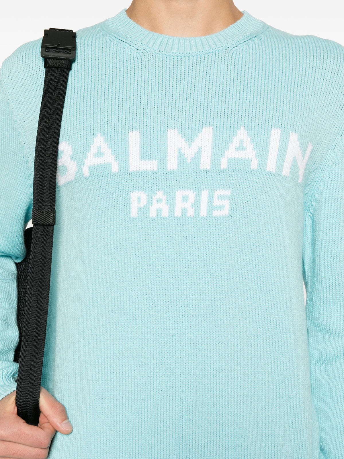 Pull à col rond en laine - Bleu