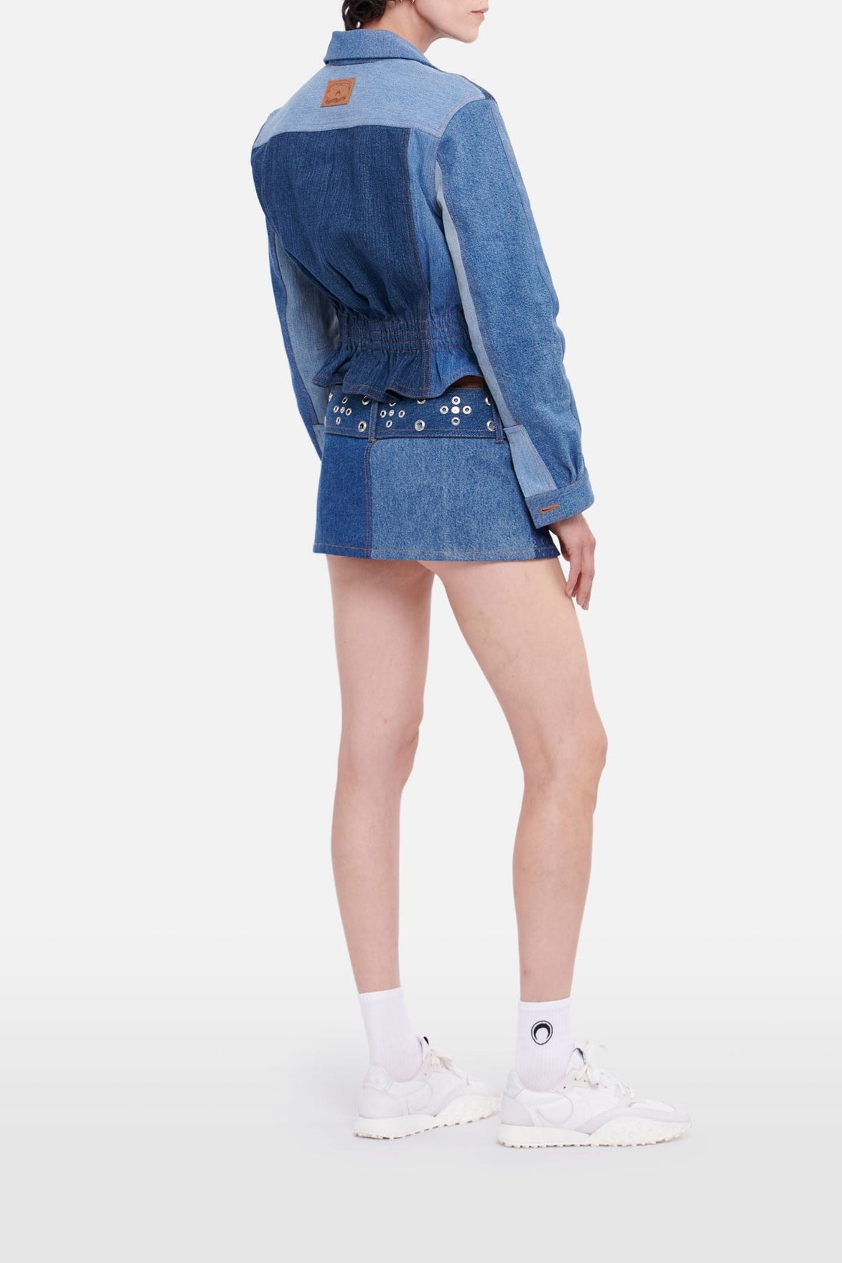 Jupe courte ceinturée en denim Upcyclé - Medium Dark Blue
