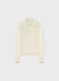 BUTTER AND YELLOW KNITTED DAMIER LONG SLEEVES POLO