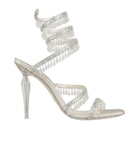 Sandales à talons Cleopatra 105 à strass en satin - Grigio & Crystal