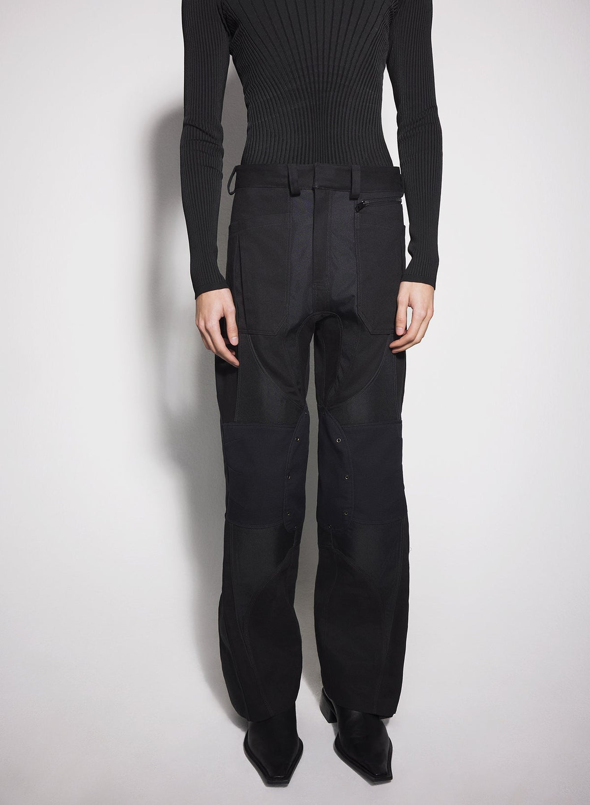 BLACK/BLACK // black technical fabric cargo pants