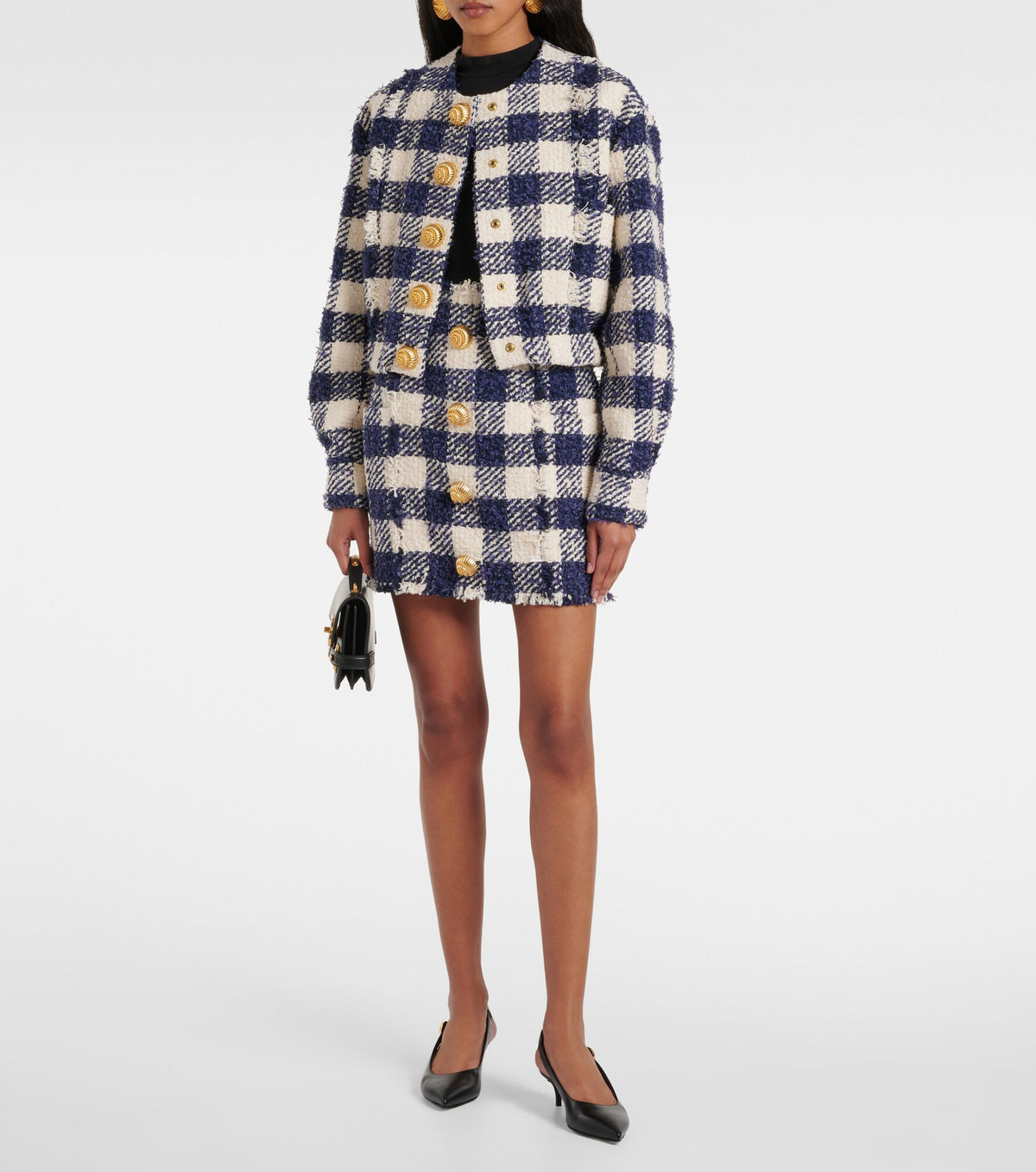 Jupe courte en tweed - Marine & Blanc