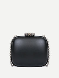 Leather rhinestone minaudière - Raven