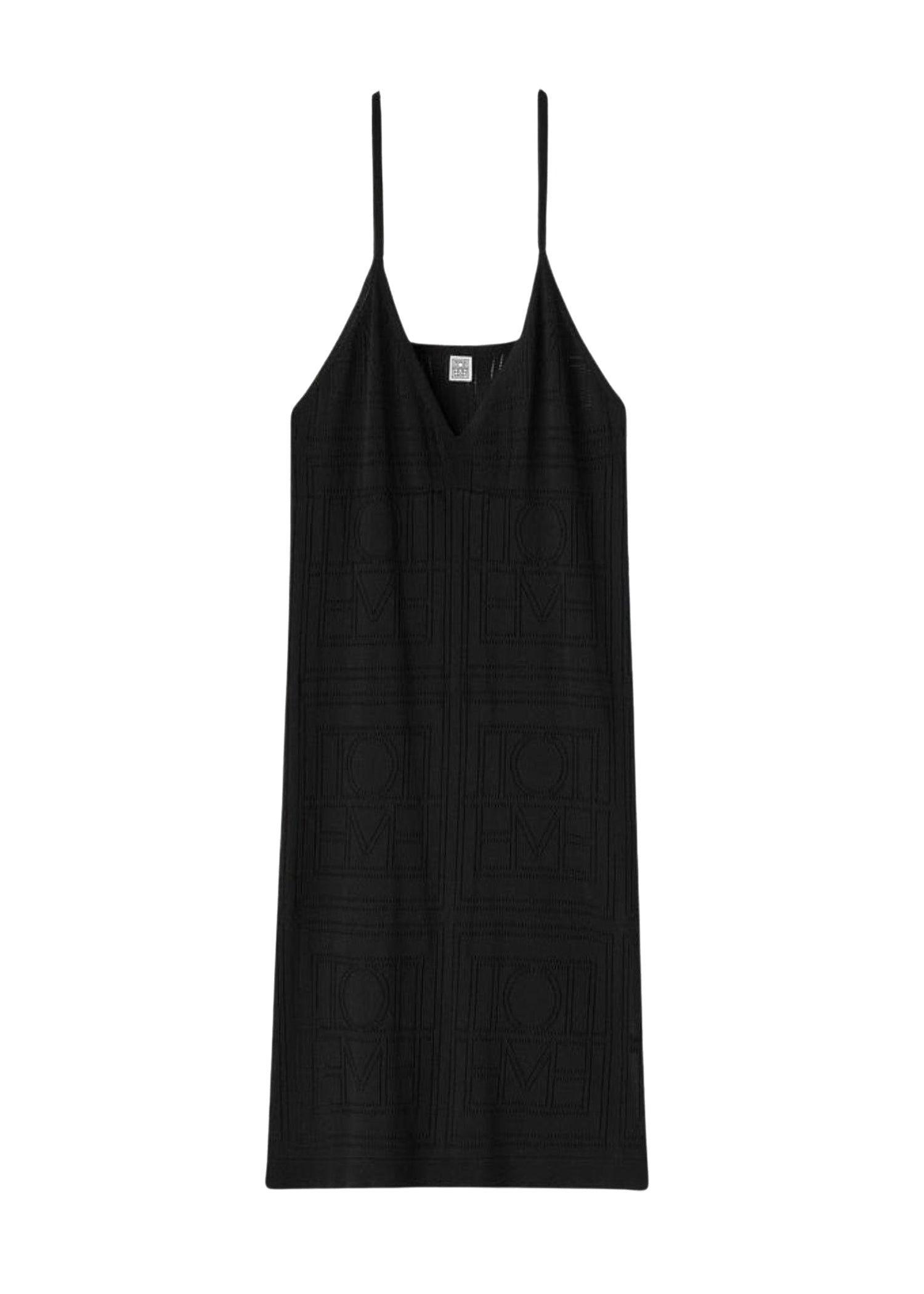 Robe midi à glissière en pointelle monogramme - Black