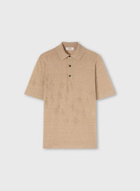 SAND KNIT POLO WITH JACQUARD DETAIL