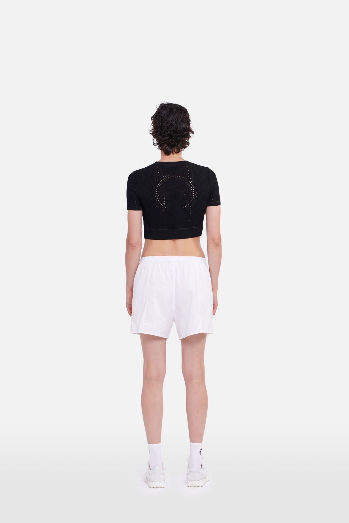 Top court en maille pointelle - Black