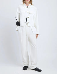 Veste courte boutonné à poches - White