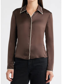 Chemise ajustée en soie - Coffee