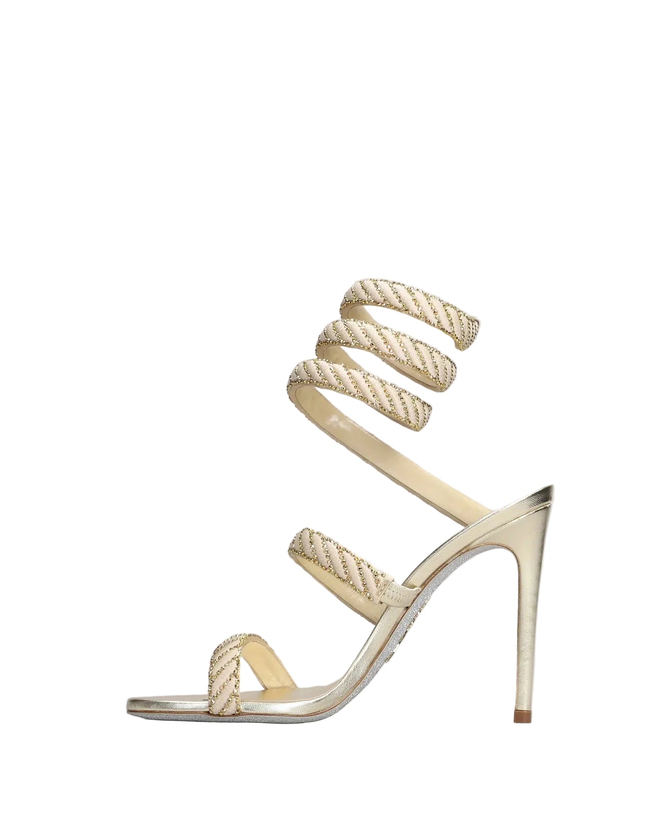 Sandales à talons Cleopatra 105 à strass en satin - Oro & Sunshine