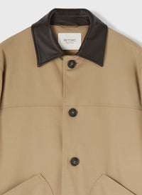 SAND AND CHOCOLATE FIELD JACKET WITH LEATHER DETAILS (NR)