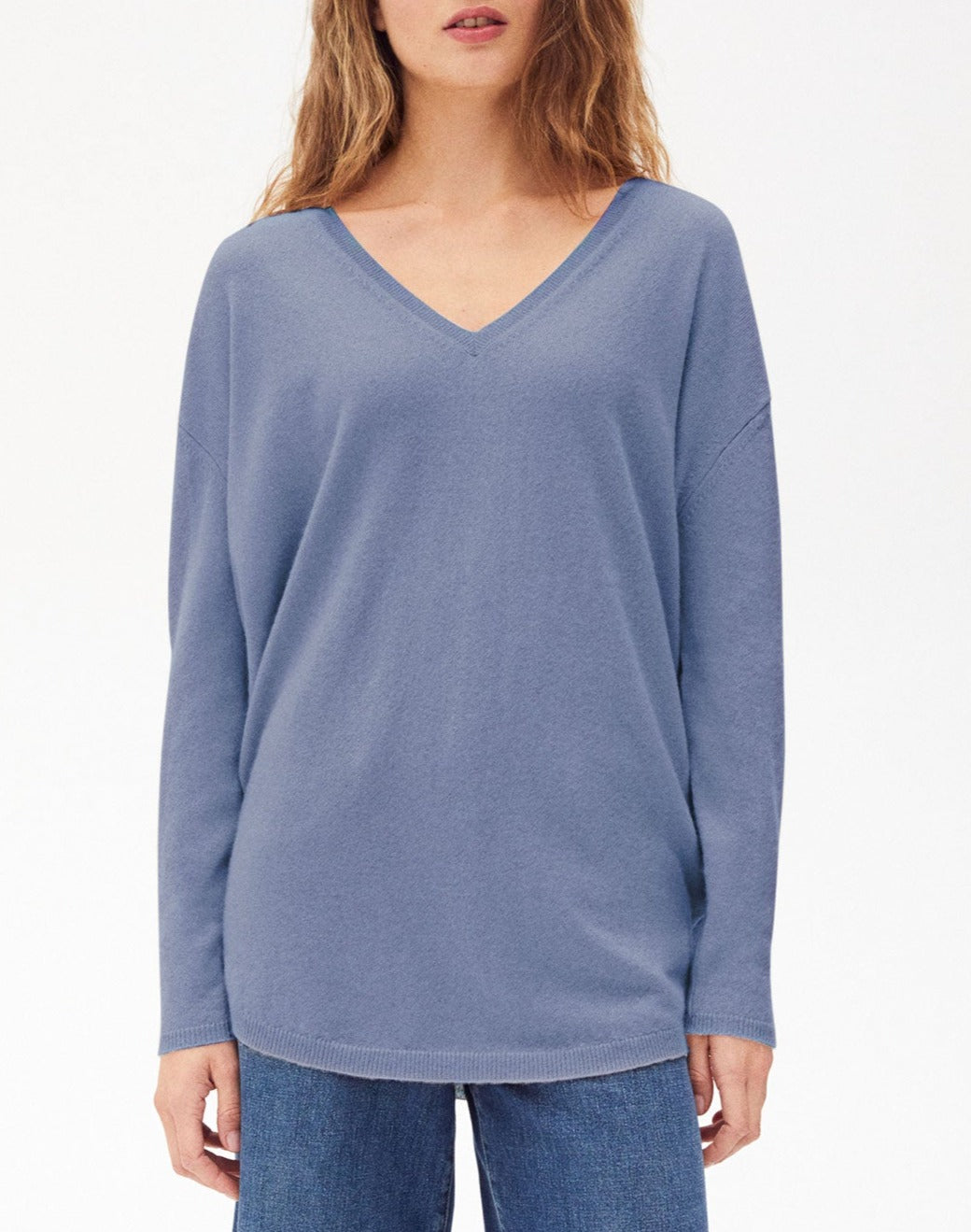 Oversized cashmere V jumper - Anthracite
