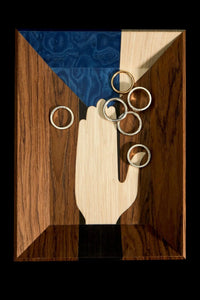 Vide poche Edgar en bois - Marron & Bleu