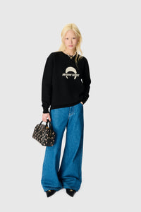 Merino Wool Knit Ls Crewneck Top - Noir
