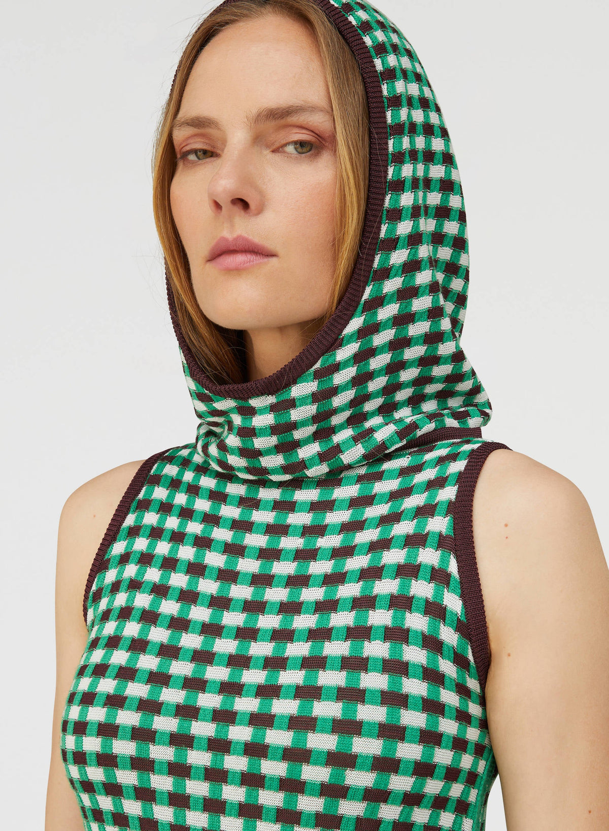 GREEN HOODED TUNIC DRESS