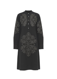 Robe courte brodée Eglantine - Black