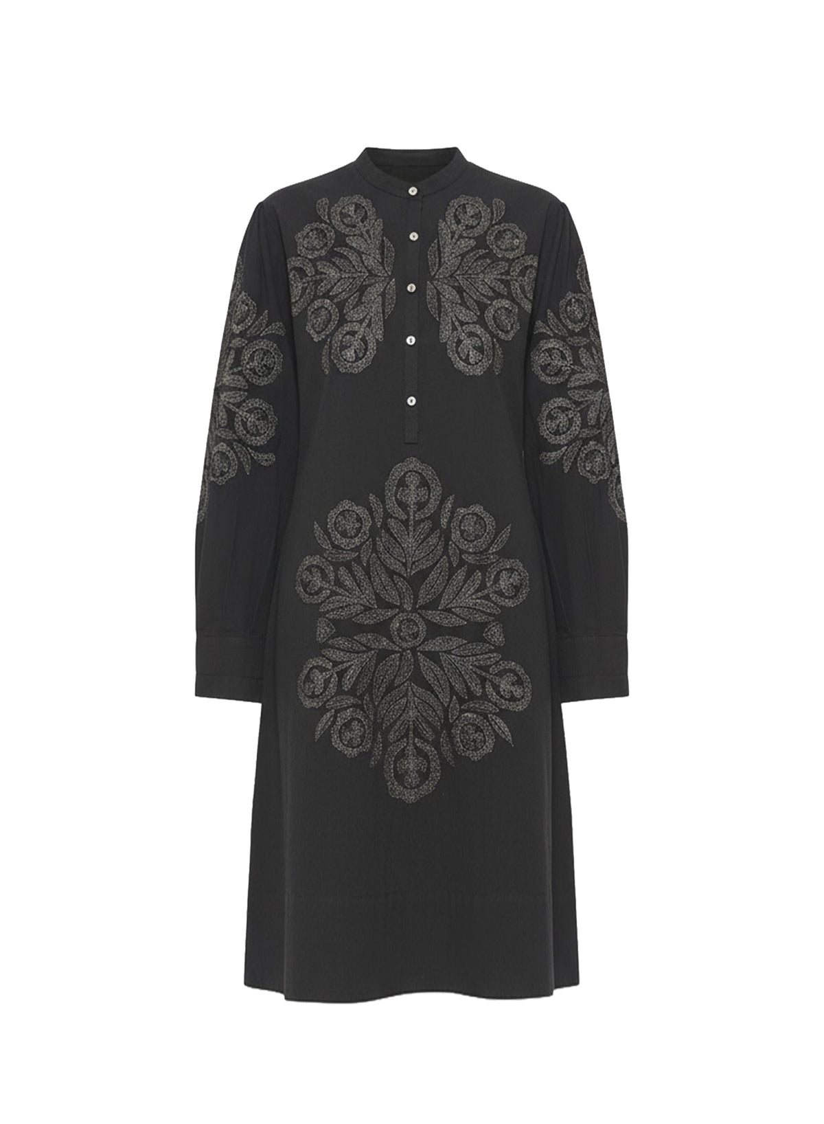 Robe courte brodée Eglantine - Black