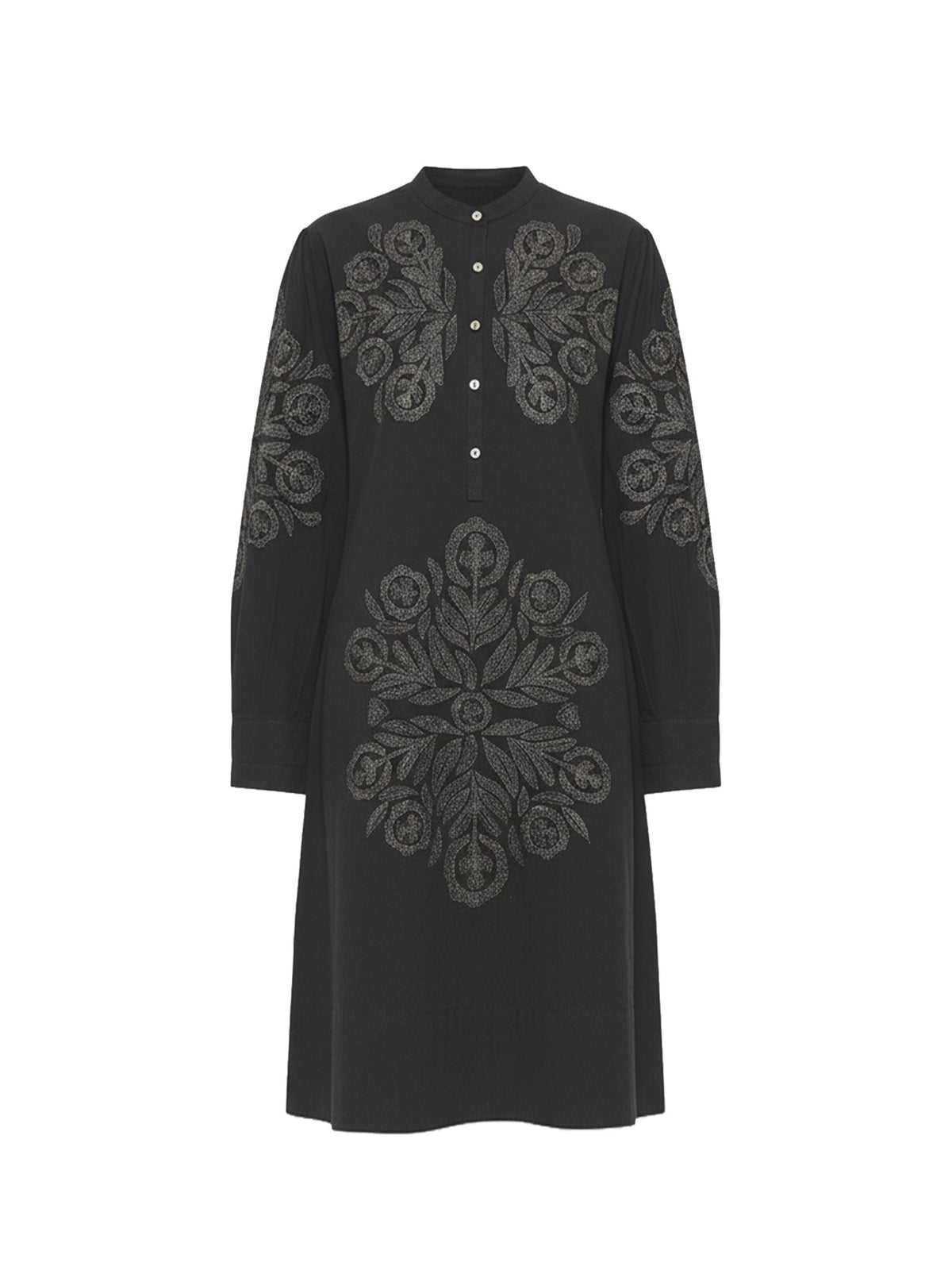 Robe courte brodée Eglantine - Black