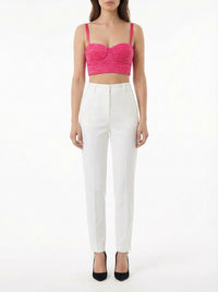 Top bustier court à bretelles - Fuxia
