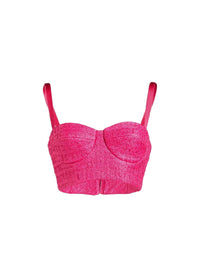 Top bustier court à bretelles - Fuxia