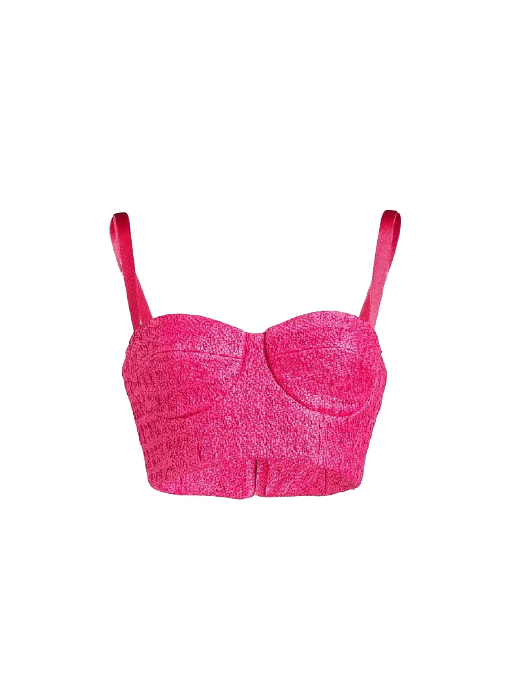 Top bustier court à bretelles - Fuxia