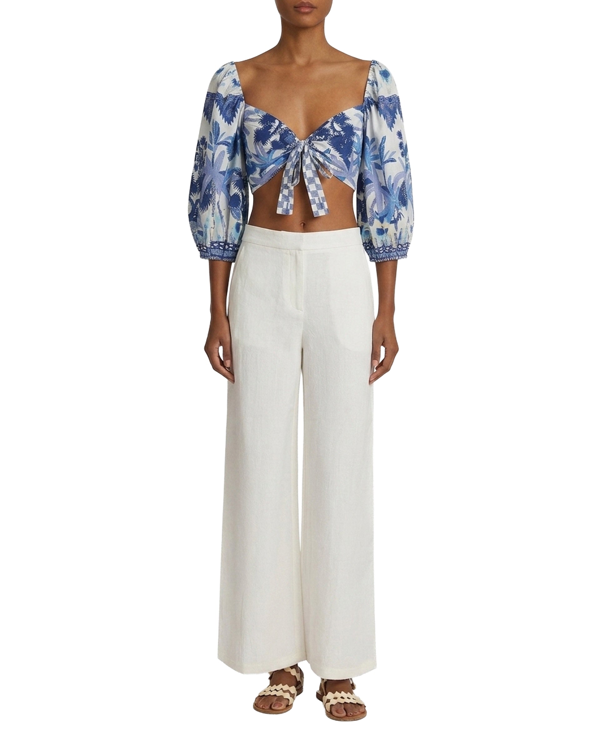 Thaia short blouse with tie - Blue