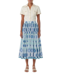 Printed flowing midi skirt - Blue