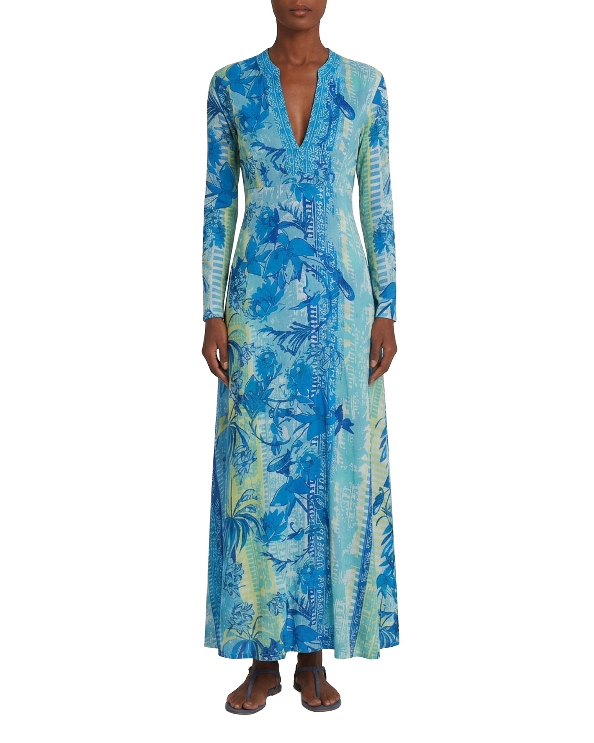 Long printed caftan - Blue